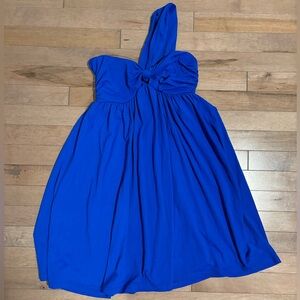 Susana Monaco Babydoll Cobalt Blue mini dress size large one shoulder strap